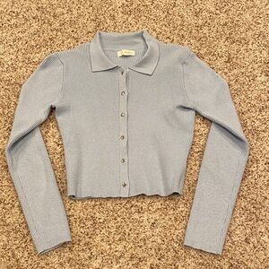 LA Hearts Ribbed Cardigan Light Blue